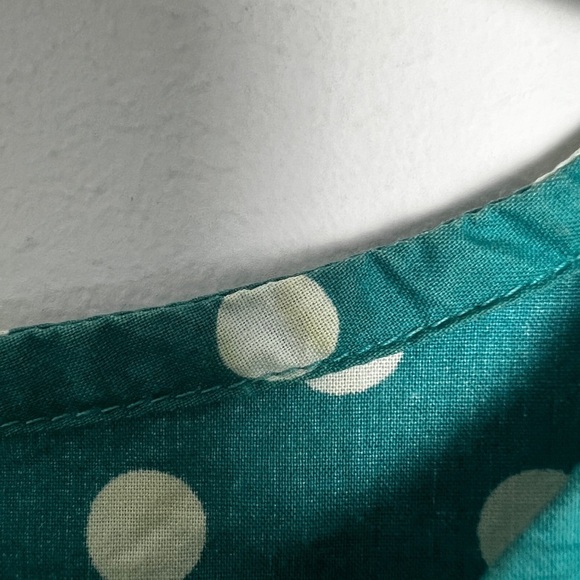 Vintage 1980s Laura Ashley Green White Polka Dot Retro 1920s Style Dress Size 10 - Picture 11 of 12